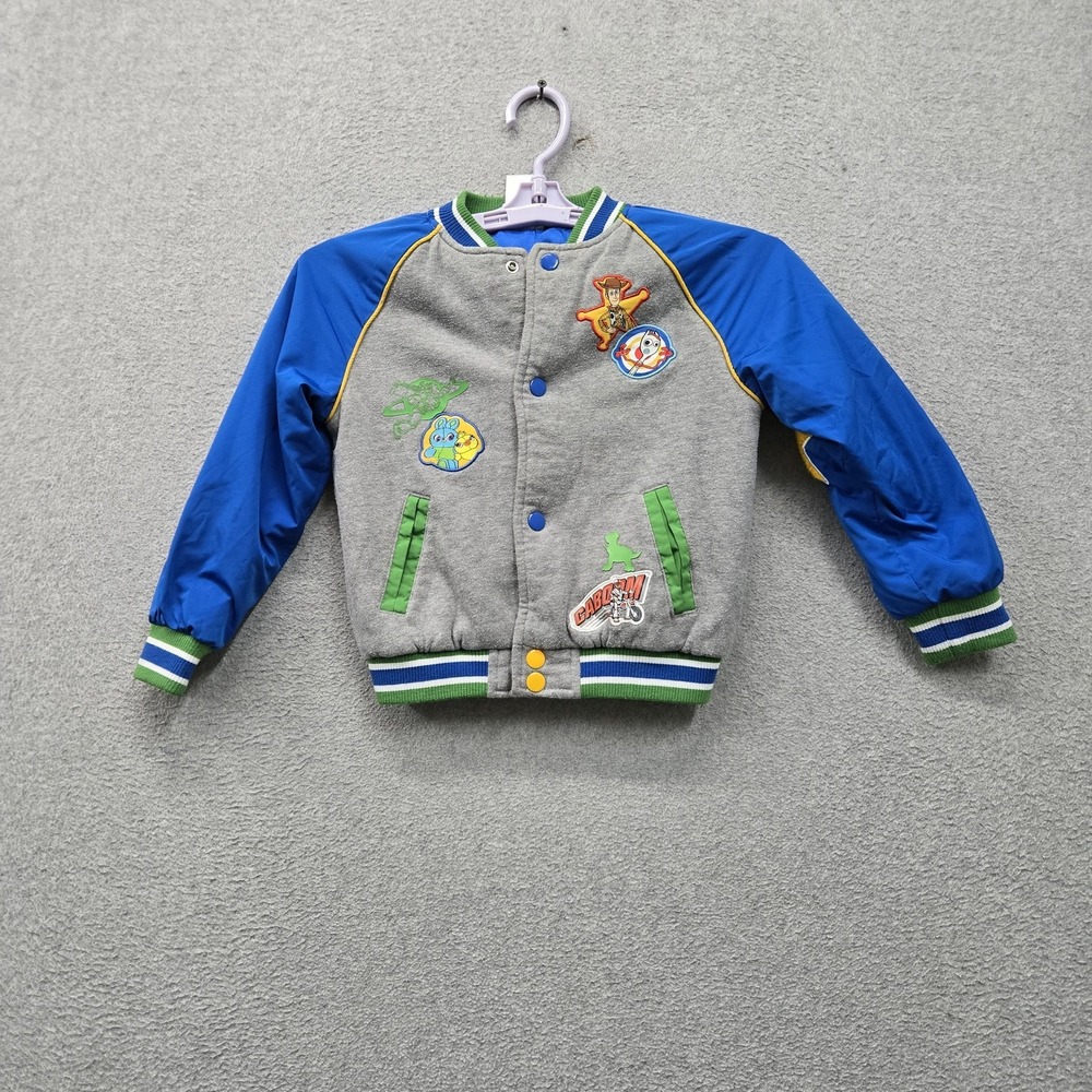 Disney Girls Jacket 4 Gray Embroidered Graphic Toy Story Varsity
